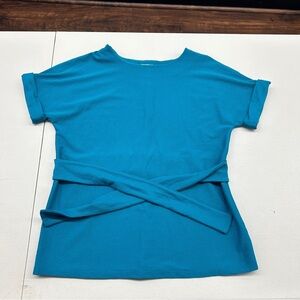 Dana Buchman Blue Tie Front Short Sleeve T-Shirt